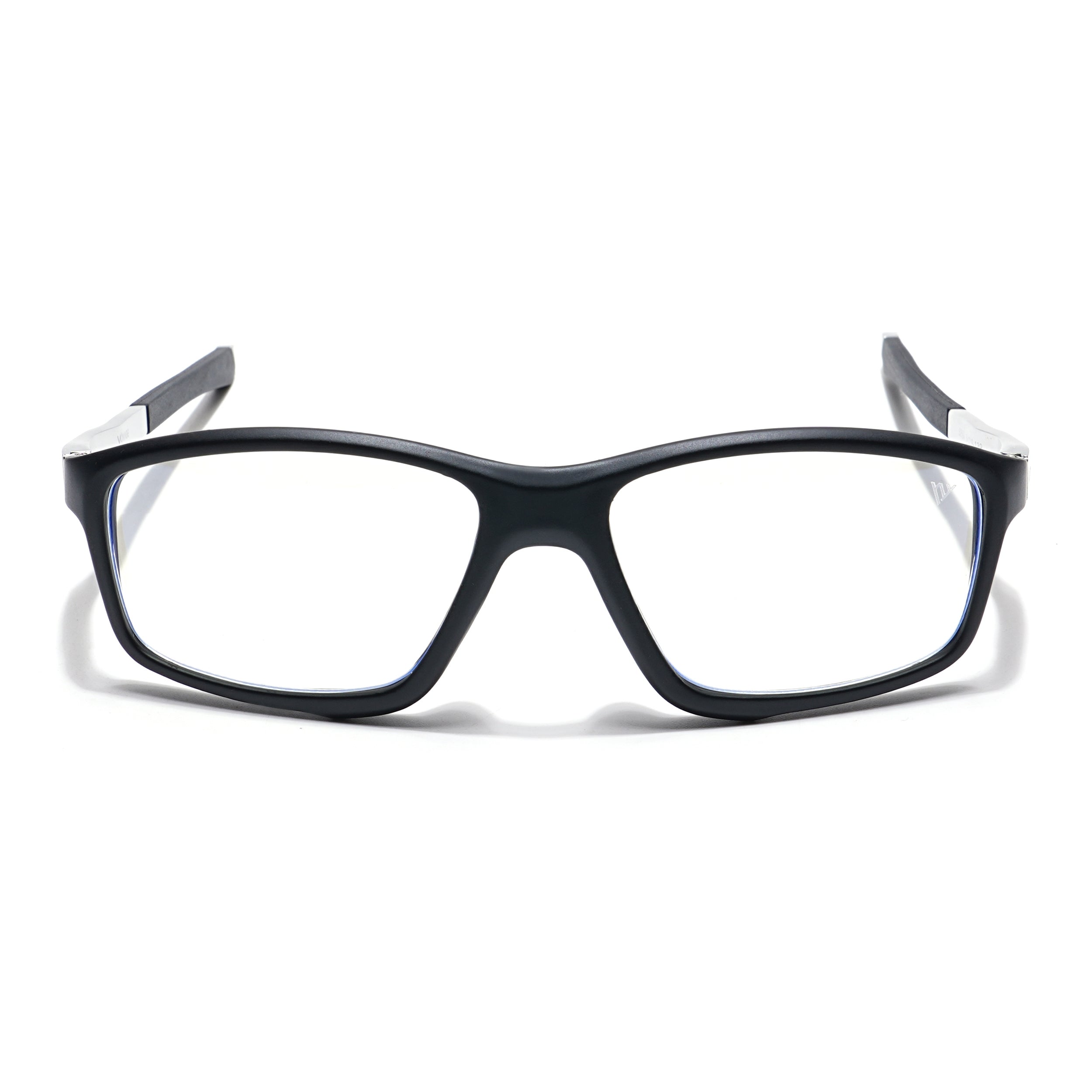 Voyage Striker Silver & Black Rectangle Eyeglasses for Men & Women (52504MG6145-C1)