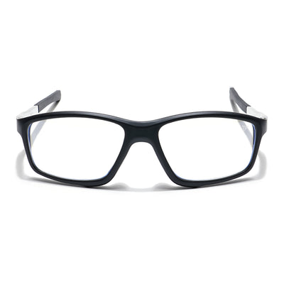 Voyage Striker Silver & Black Rectangle Eyeglasses for Men & Women (52504MG6145-C1)