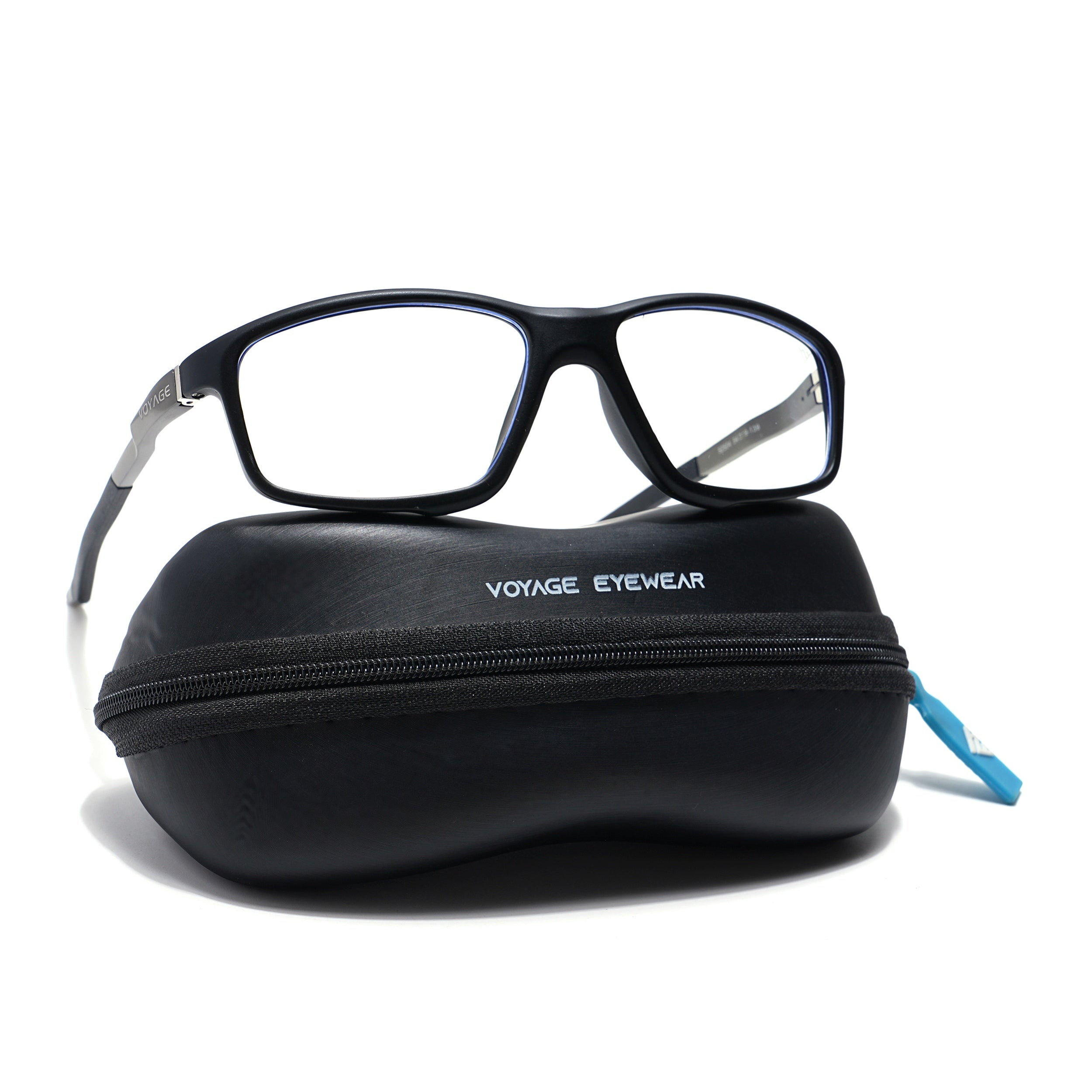 Voyage Striker Grey & Black Rectangle Eyeglasses for Men & Women (52504MG6146-C2)