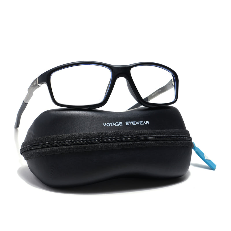 Voyage Striker Black Rectangle Eyeglasses for Men & Women (52504MG6146-C2)