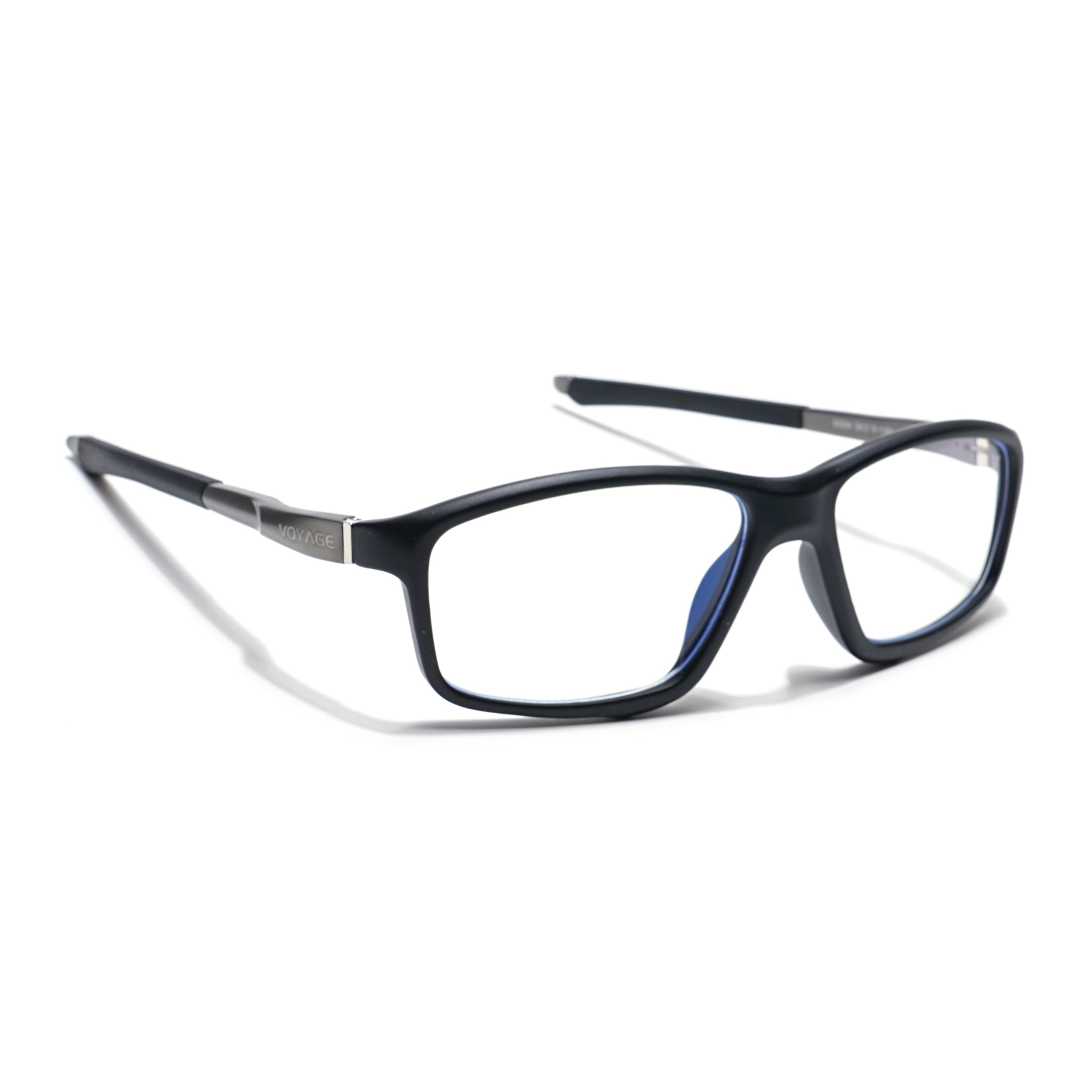 Voyage Striker Grey & Black Rectangle Eyeglasses for Men & Women (52504MG6146-C2)