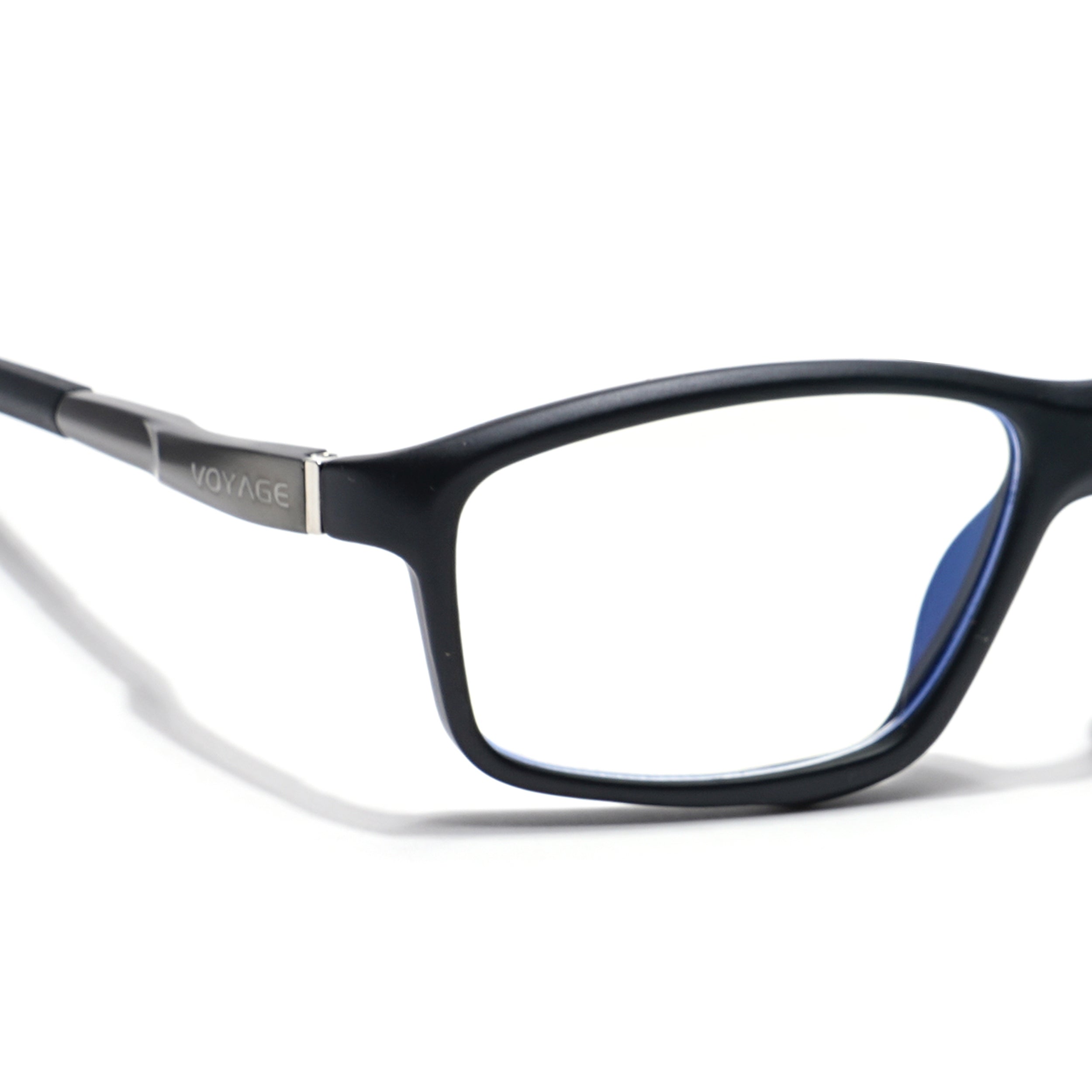 Voyage Striker Grey & Black Rectangle Eyeglasses for Men & Women (52504MG6146-C2)