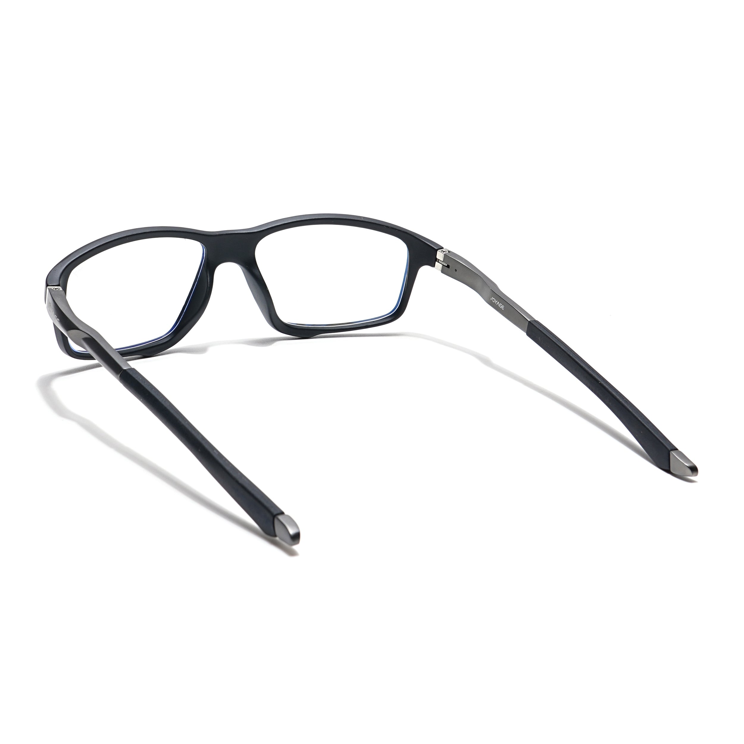 Voyage Striker Grey & Black Rectangle Eyeglasses for Men & Women (52504MG6146-C2)