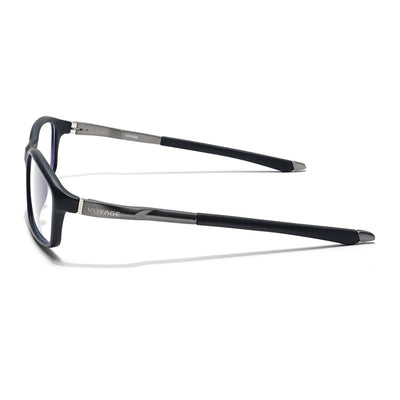 Voyage Black Rectangle Eyeglasses for Men & Women (52504MG6146-C2)