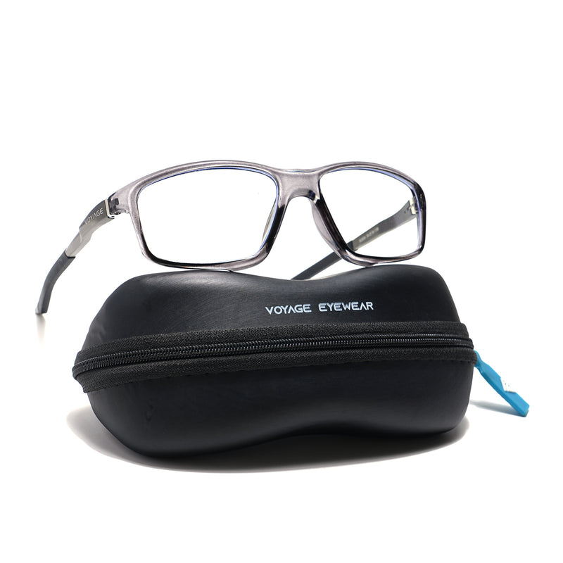 Voyage Striker Grey Rectangle Eyeglasses for Men & Women (52504MG6148-C4)