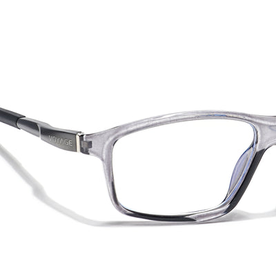 Voyage Grey Rectangle Eyeglasses for Men & Women (52504MG6148-C4)