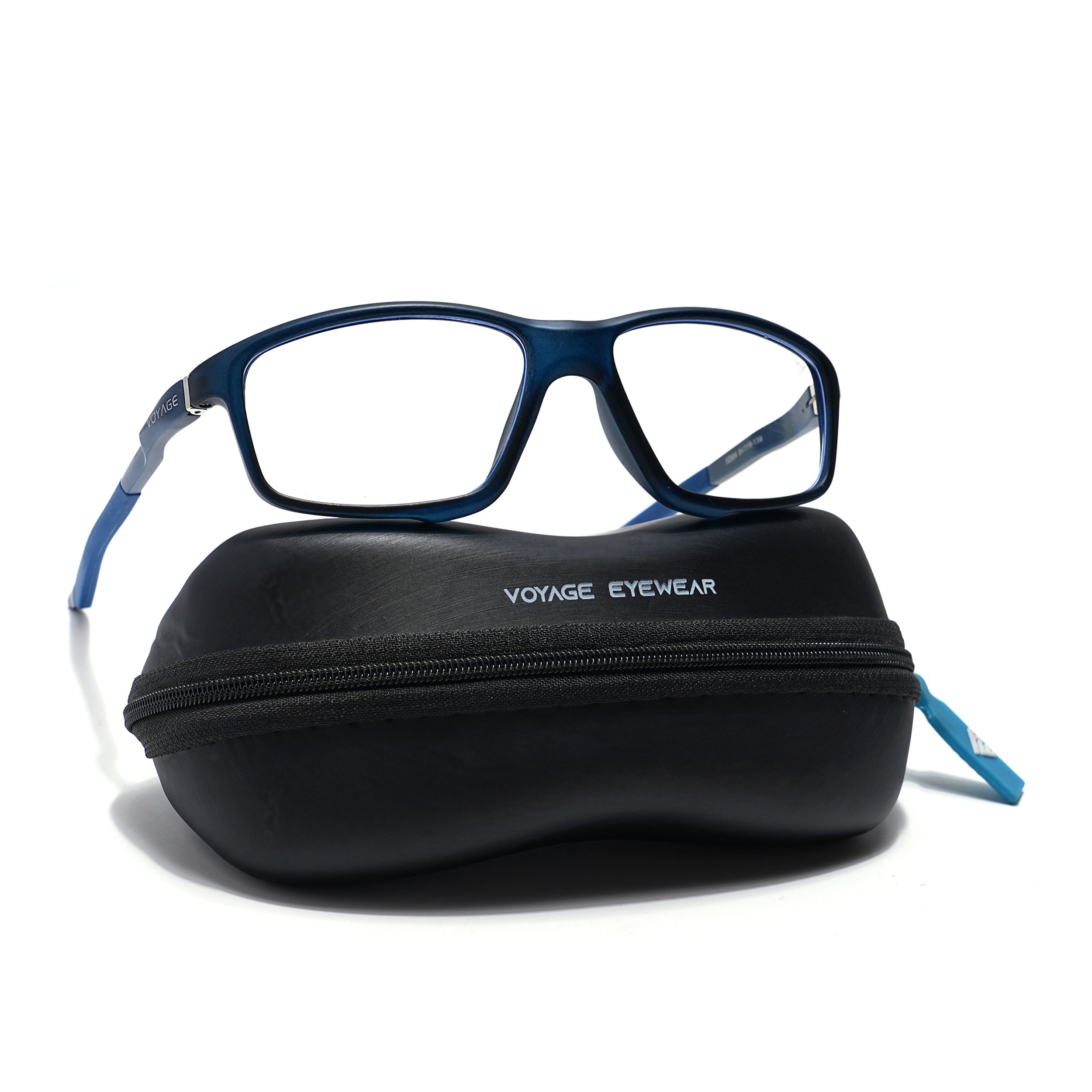 Voyage Striker Blue Rectangle Eyeglasses for Men & Women (52504MG6149-C5)