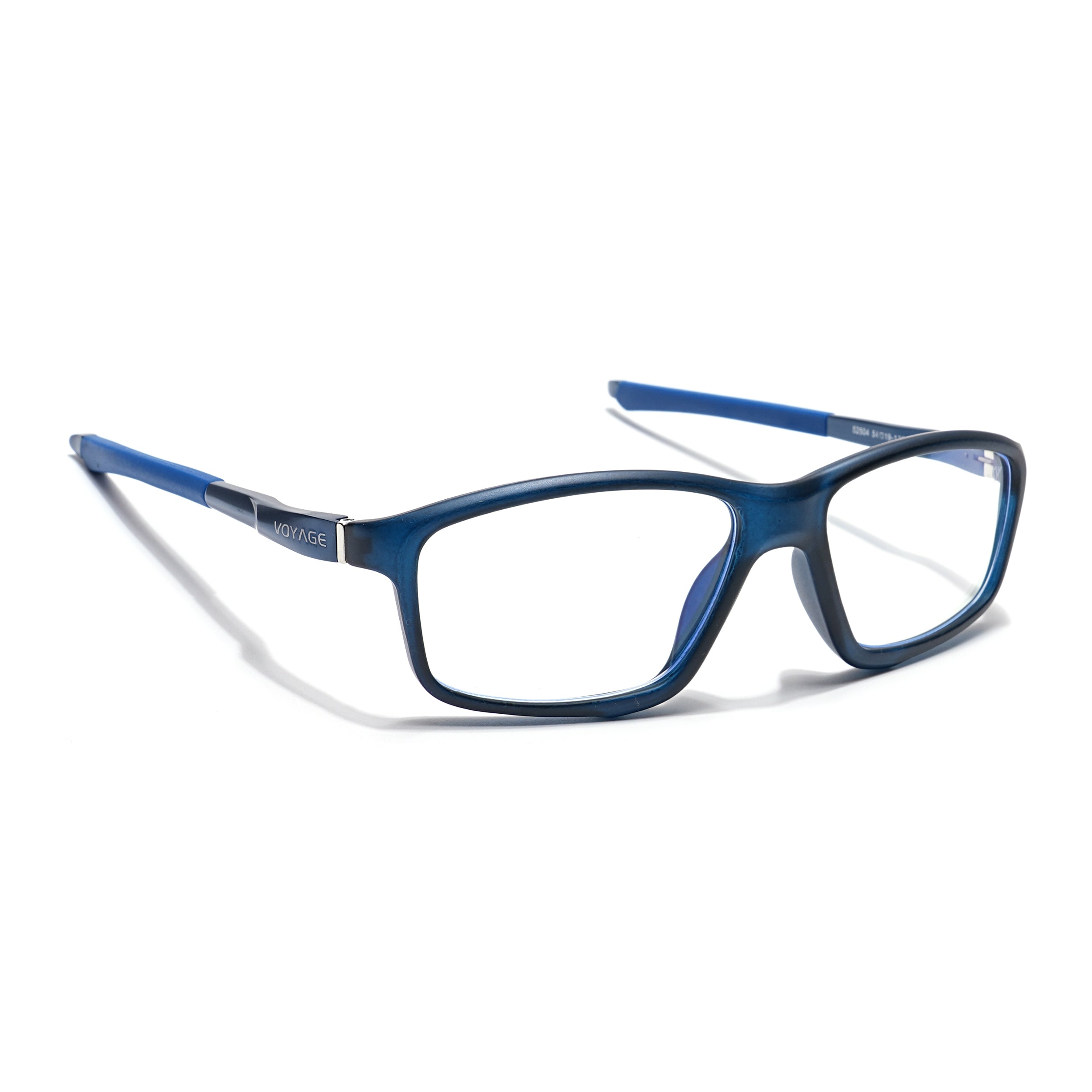 Voyage Striker Blue Rectangle Eyeglasses for Men & Women (52504MG6149-C5)