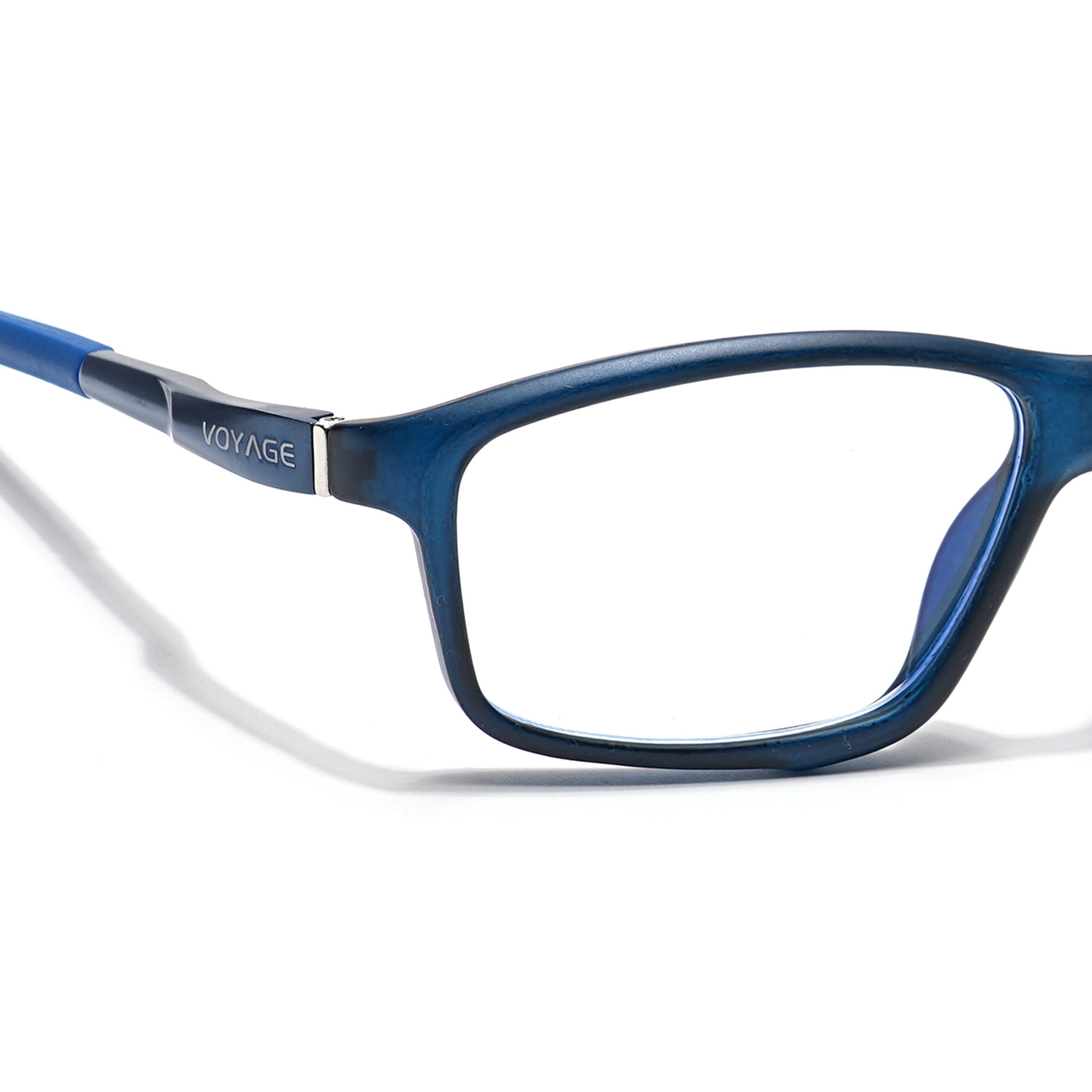 Voyage Striker Blue Rectangle Eyeglasses for Men & Women (52504MG6149-C5)