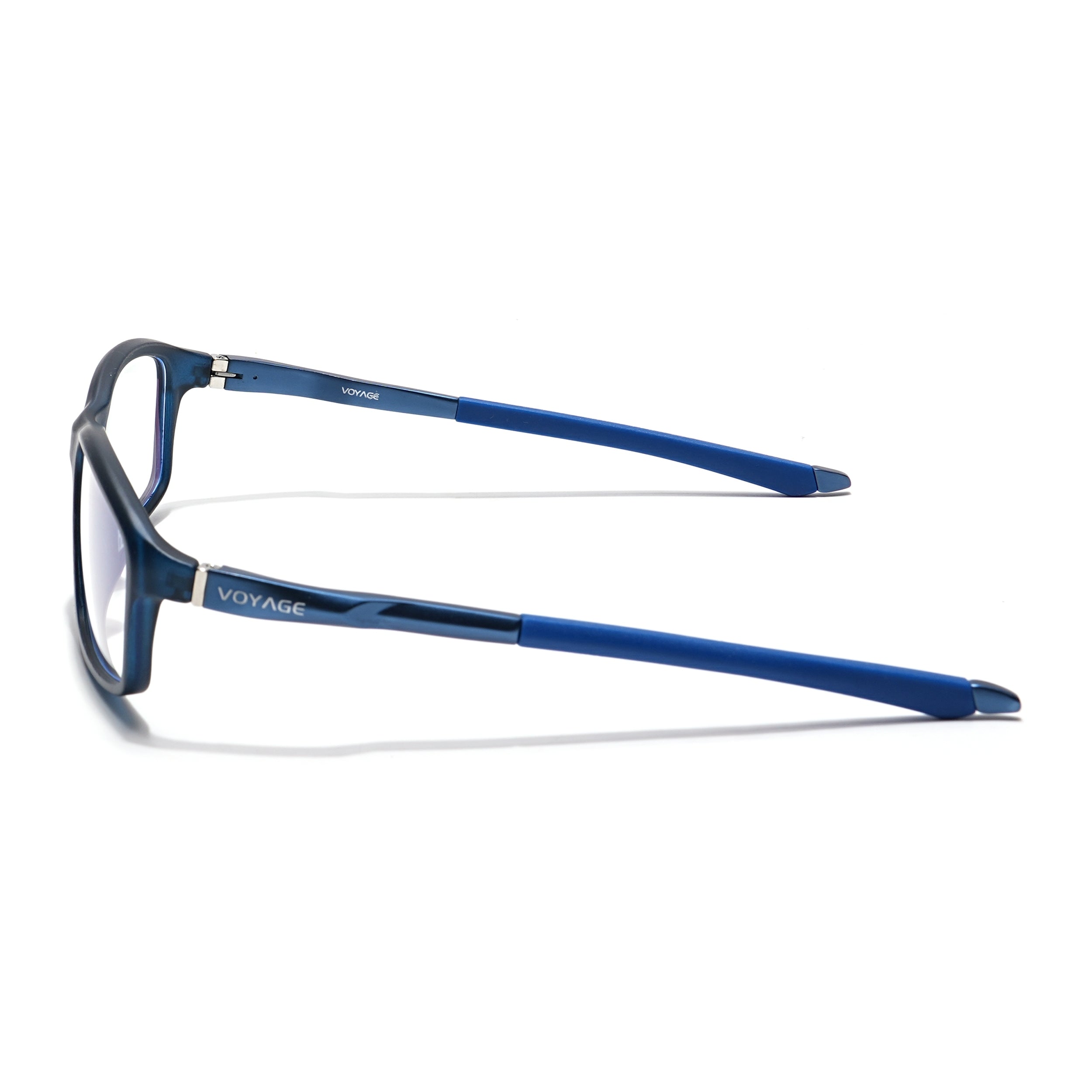 Voyage Striker Blue Rectangle Eyeglasses for Men & Women (52504MG6149-C5)