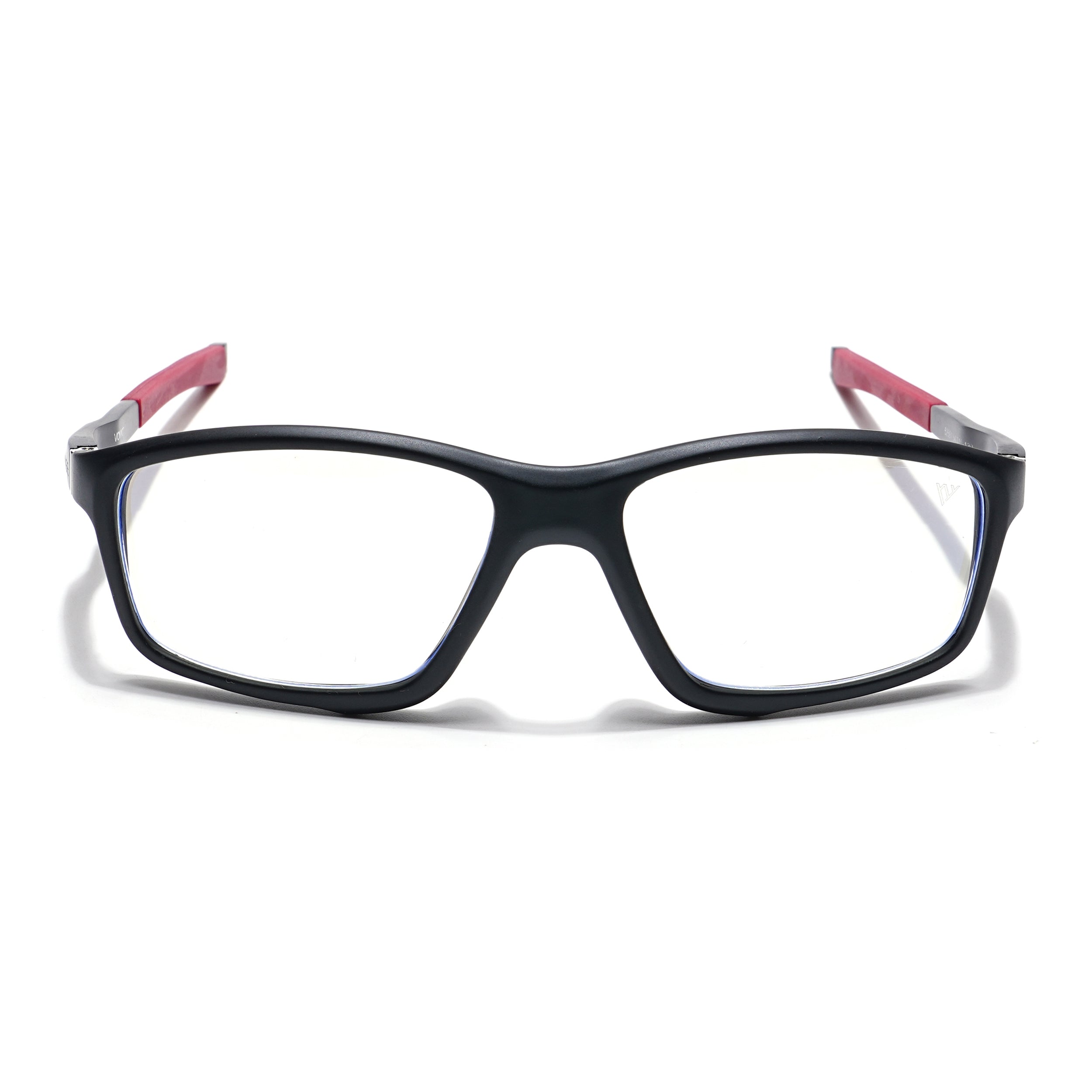 Voyage Striker Black & Red Rectangle Eyeglasses for Men & Women (52504MG6150-C6)