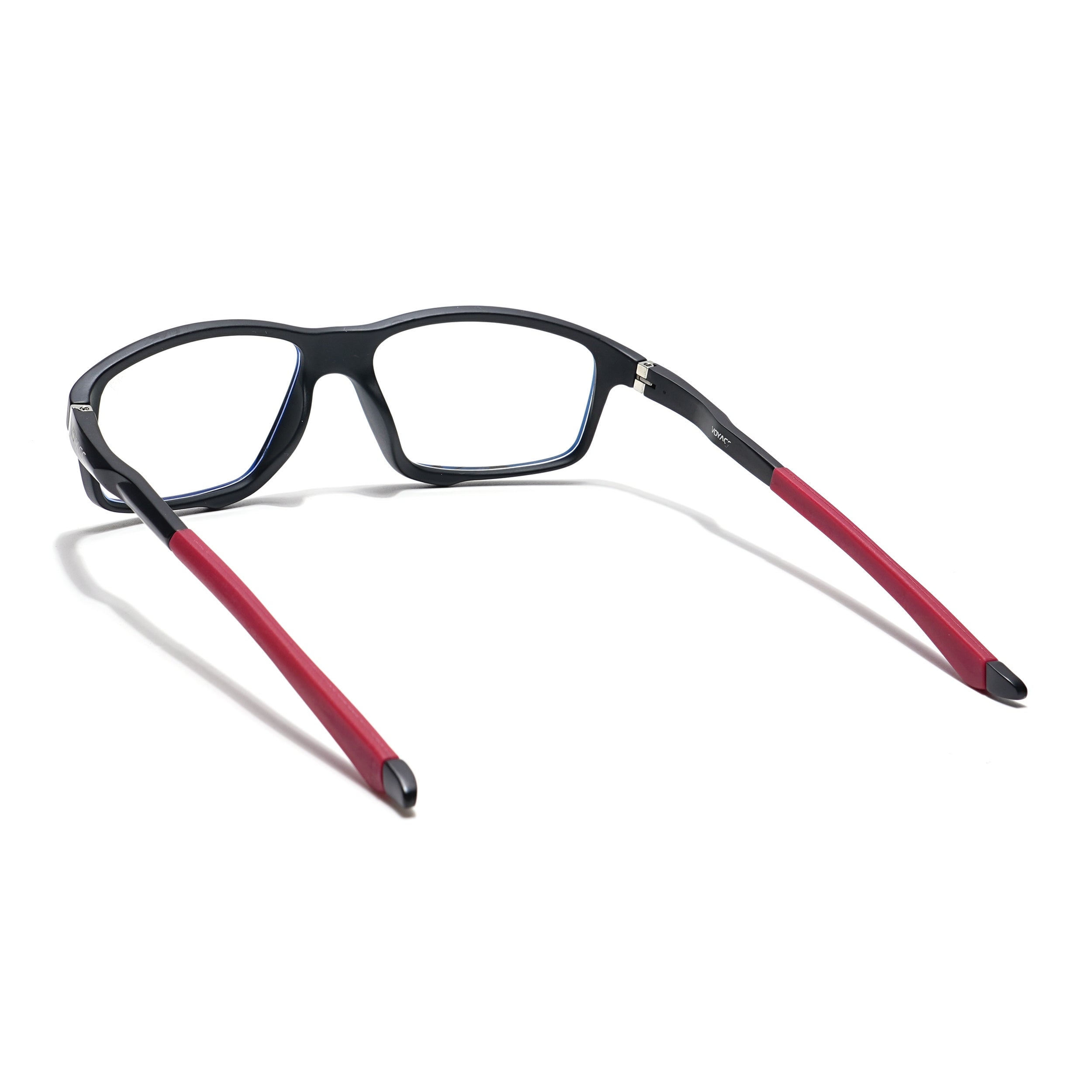 Voyage Striker Black & Red Rectangle Eyeglasses for Men & Women (52504MG6150-C6)