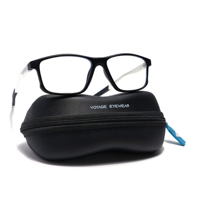 Voyage Striker Silver & Black Rectangle Eyeglasses for Men & Women (52505MG6151-C1)