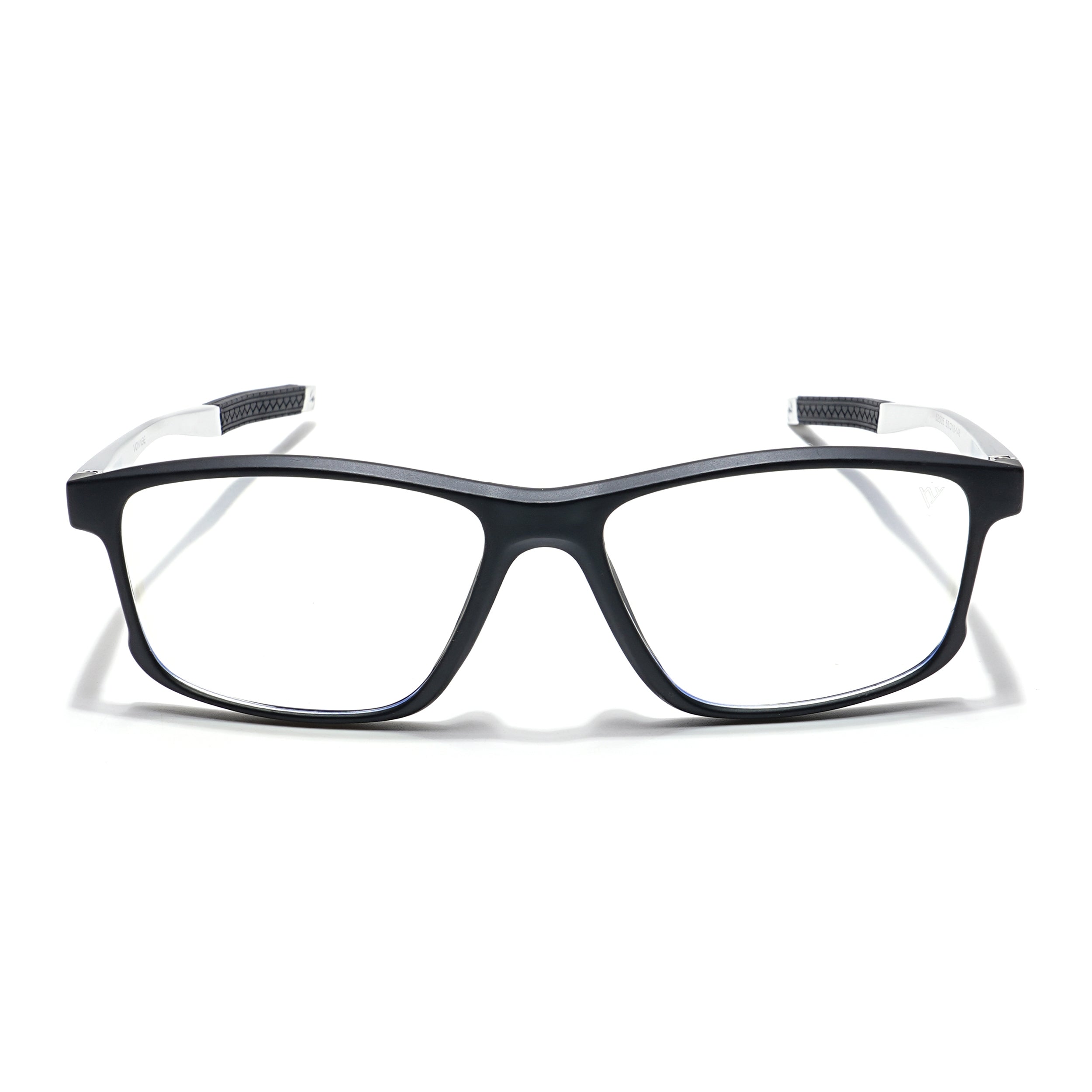 Voyage Striker Silver & Black Rectangle Eyeglasses for Men & Women (52505MG6151-C1)