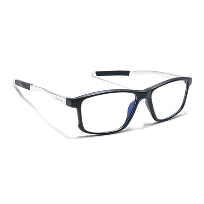 Voyage Striker Silver & Black Rectangle Eyeglasses for Men & Women (52505MG6151-C1)