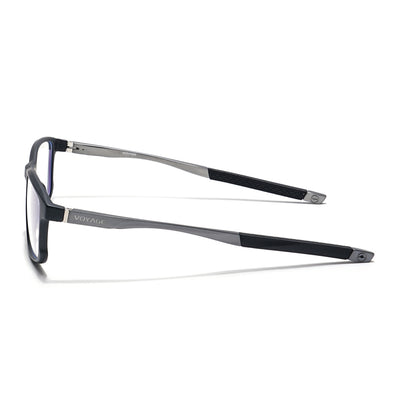 Voyage Striker Grey & Black Rectangle Eyeglasses for Men & Women (52505MG6152-C2)