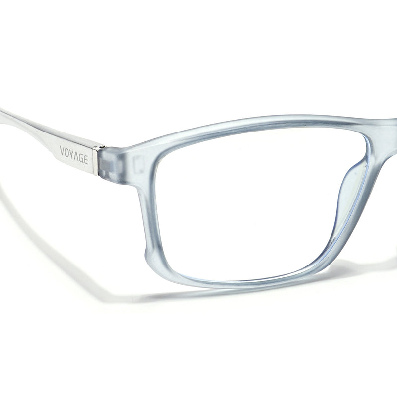 Voyage Striker Light Grey Rectangle Eyeglasses for Men & Women (52505MG6153-C3)