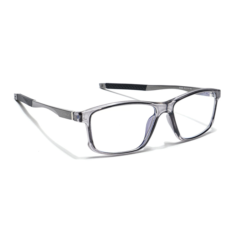 Voyage Striker Grey Rectangle Eyeglasses for Men & Women (52505MG6154-C4)