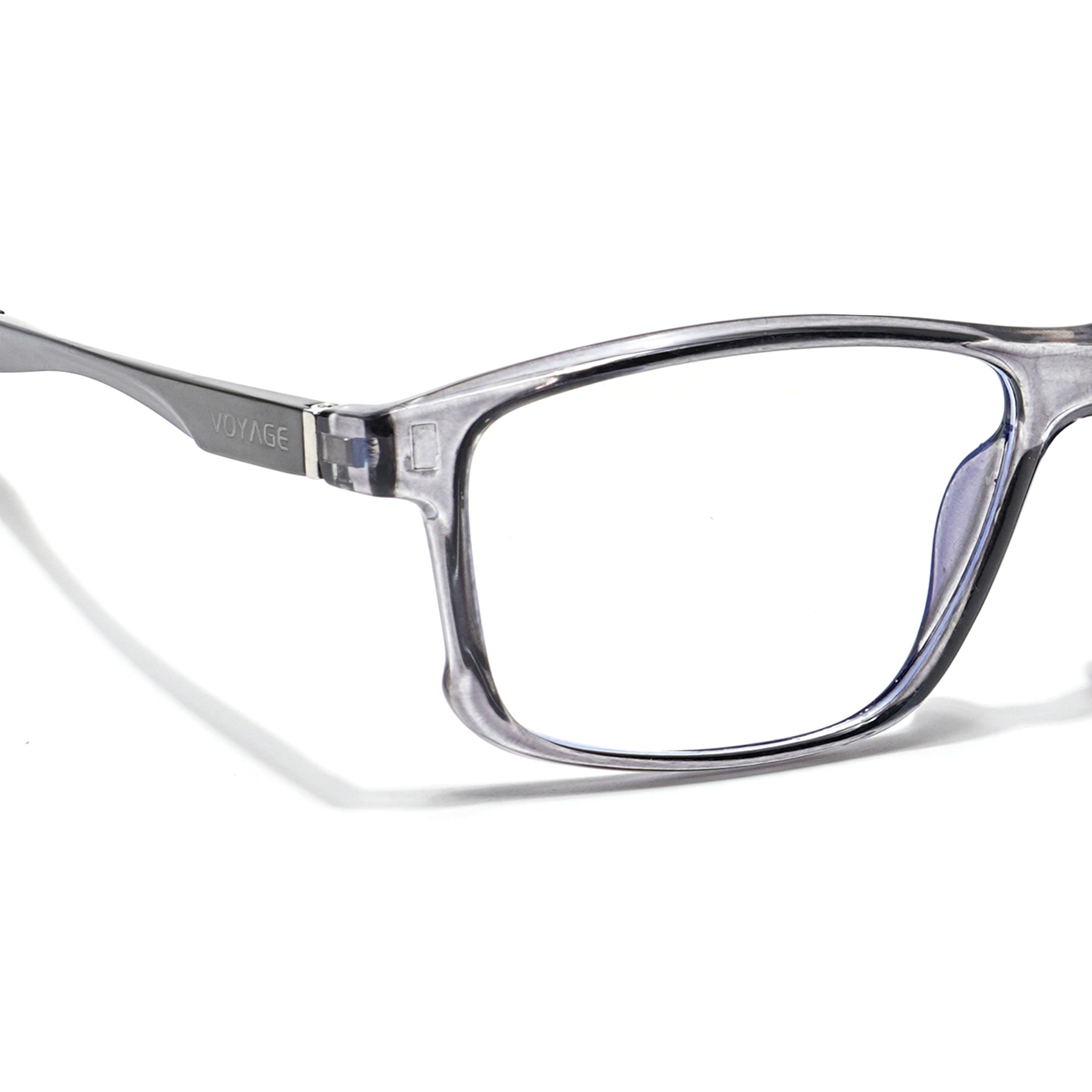 Voyage Striker Grey Rectangle Eyeglasses for Men & Women (52505MG6154-C4)