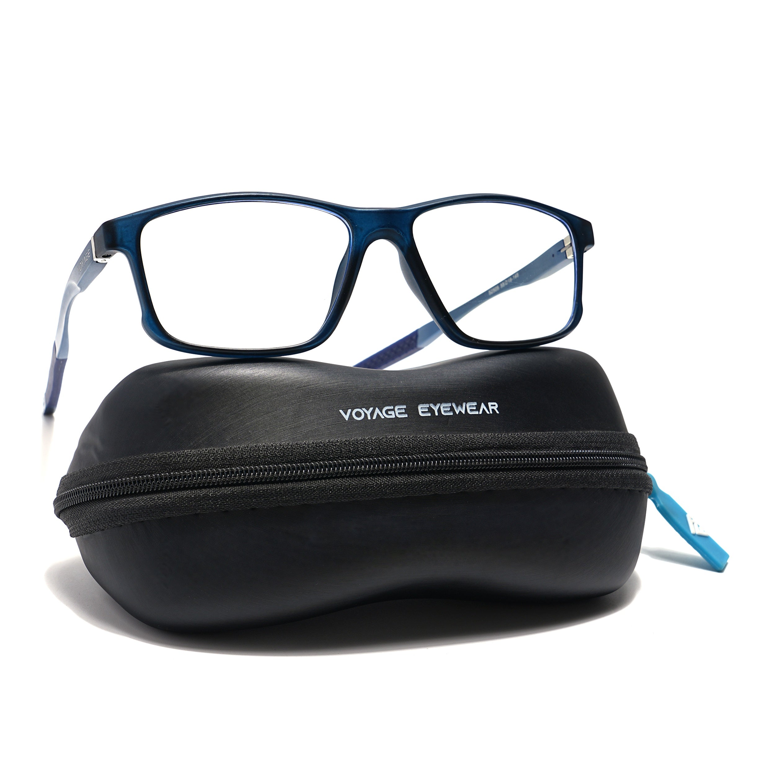 Voyage Striker Blue Rectangle Eyeglasses for Men & Women (52505MG6155-C5)