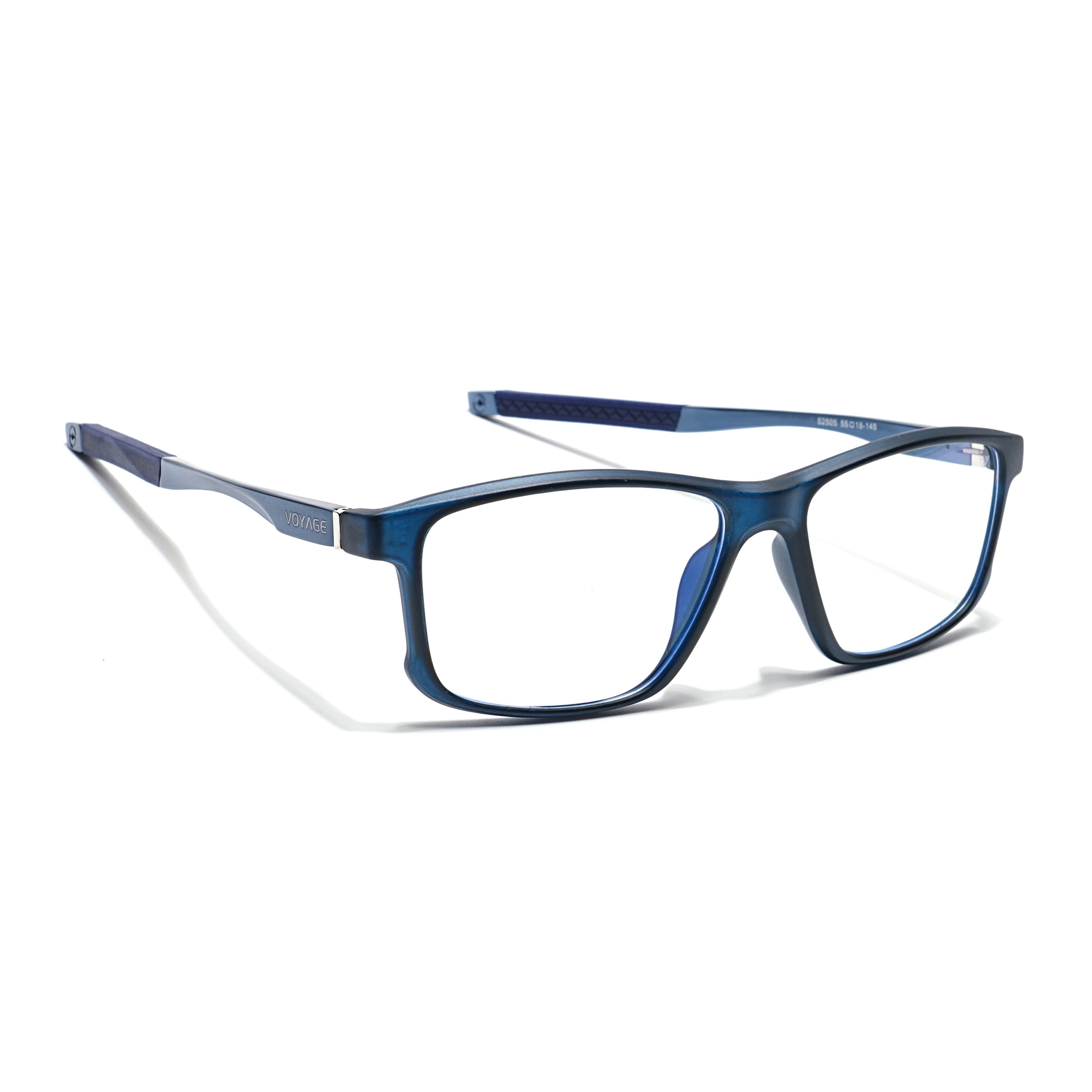 Voyage Striker Blue Rectangle Eyeglasses for Men & Women (52505MG6155-C5)