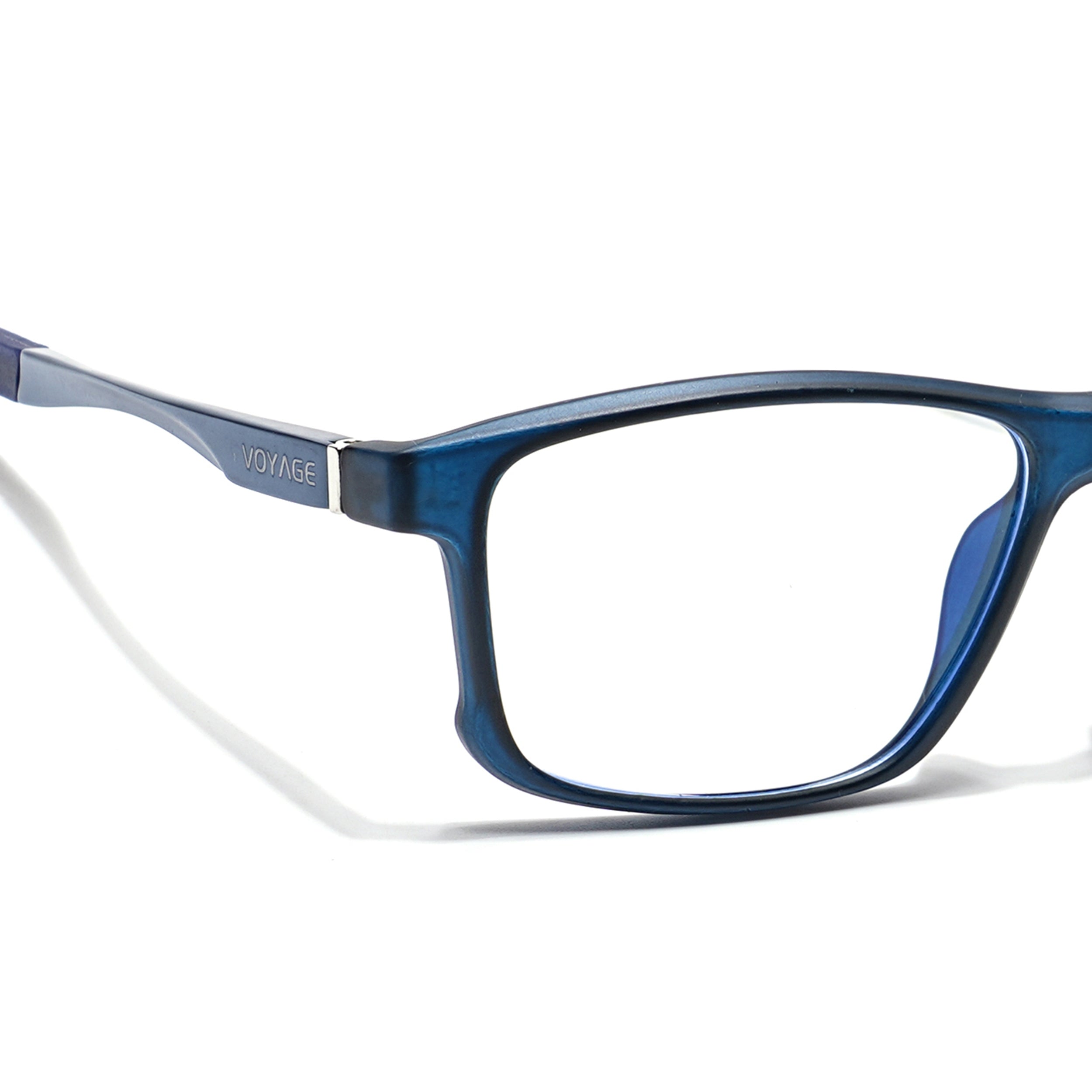 Voyage Striker Blue Rectangle Eyeglasses for Men & Women (52505MG6155-C5)