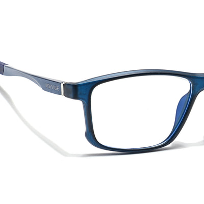 Voyage Striker Blue Rectangle Eyeglasses for Men & Women (52505MG6155-C5)
