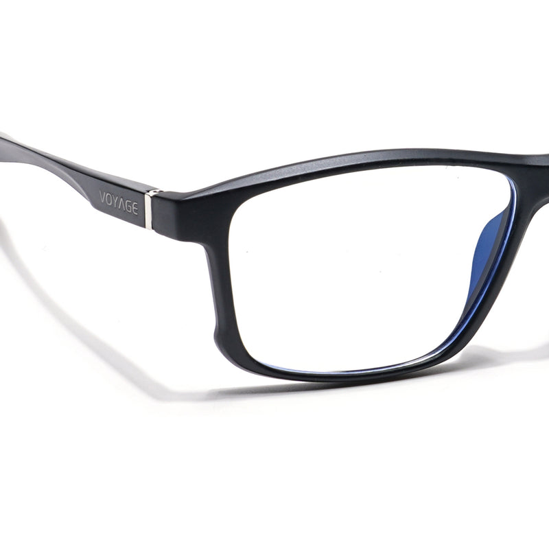 Voyage Striker Black Rectangle Eyeglasses for Men & Women (52505MG6156-C6)