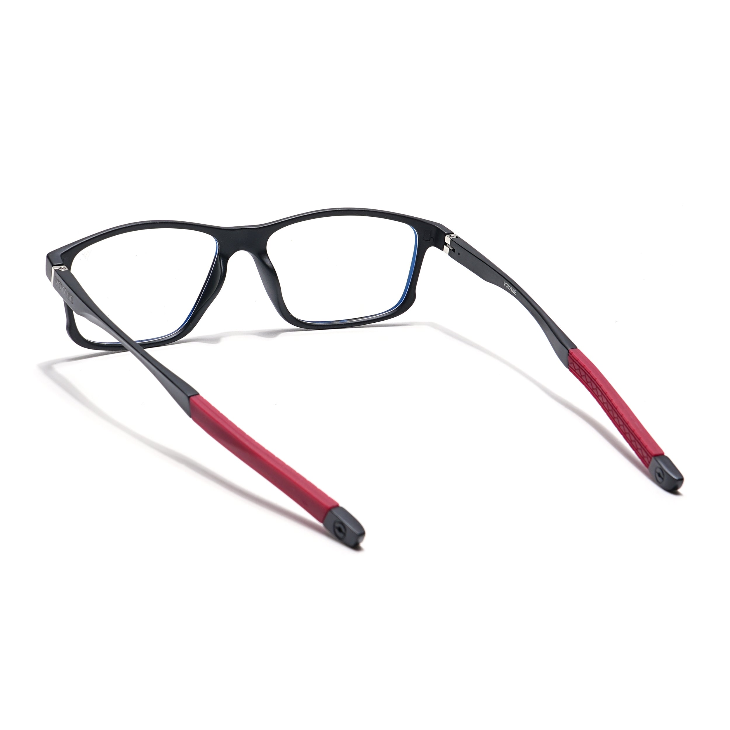 Voyage Striker Black & Red Rectangle Eyeglasses for Men & Women (52505MG6156-C6)