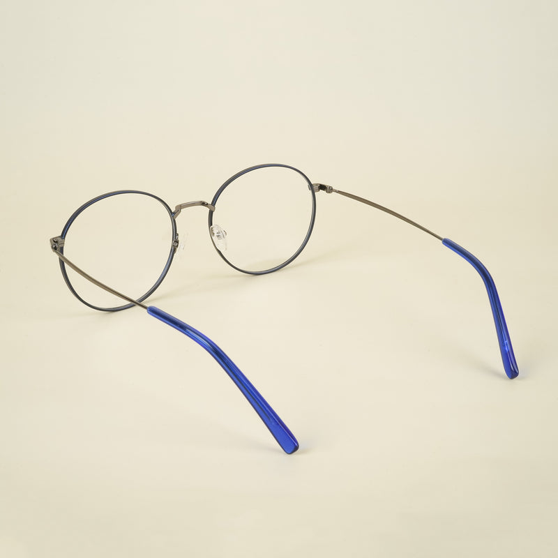 Voyage Blue Round Eyeglasses for Men & Women (YC82047MG4622-C2)