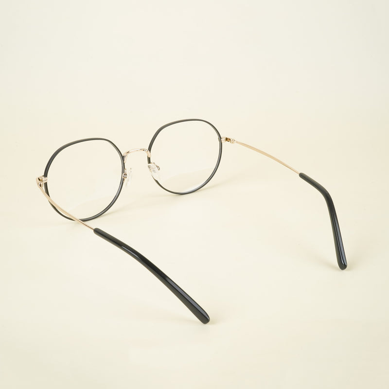 Voyage Black Round Eyeglasses for Men & Women (YC82047MG4619-C1)