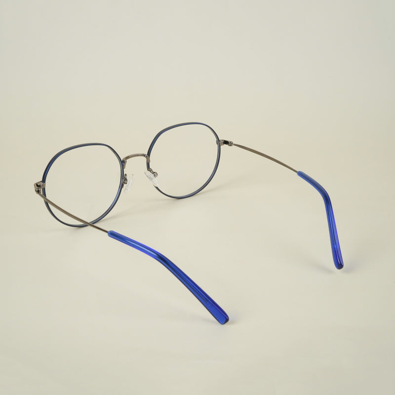 Voyage Blue Round Eyeglasses for Men & Women (YC82046MG4617-C4)