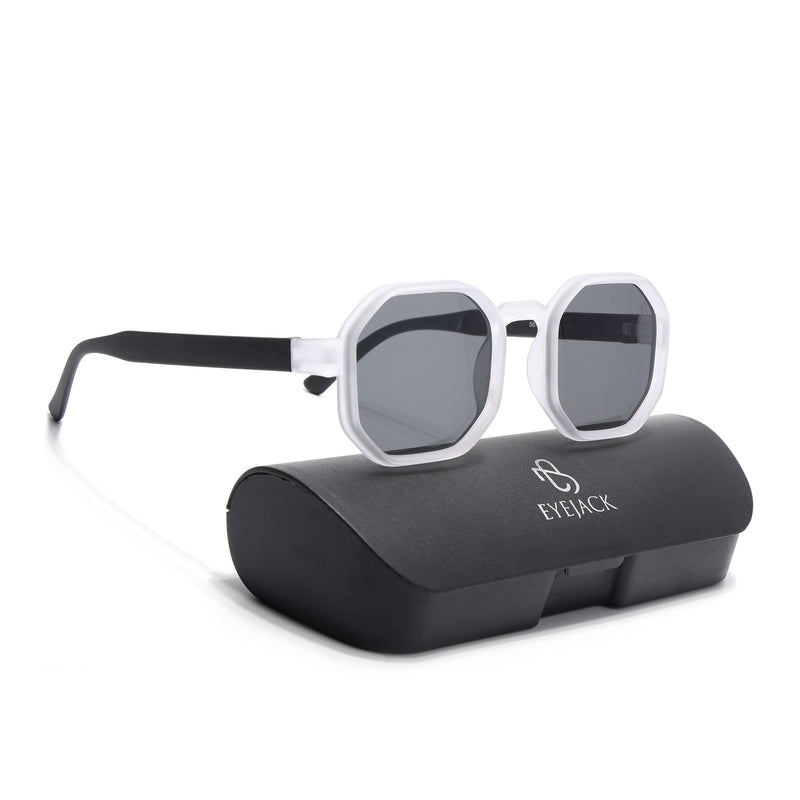 Eyejack Grey Hexagonal Sunglasses for Men & Women (5611CL1040)