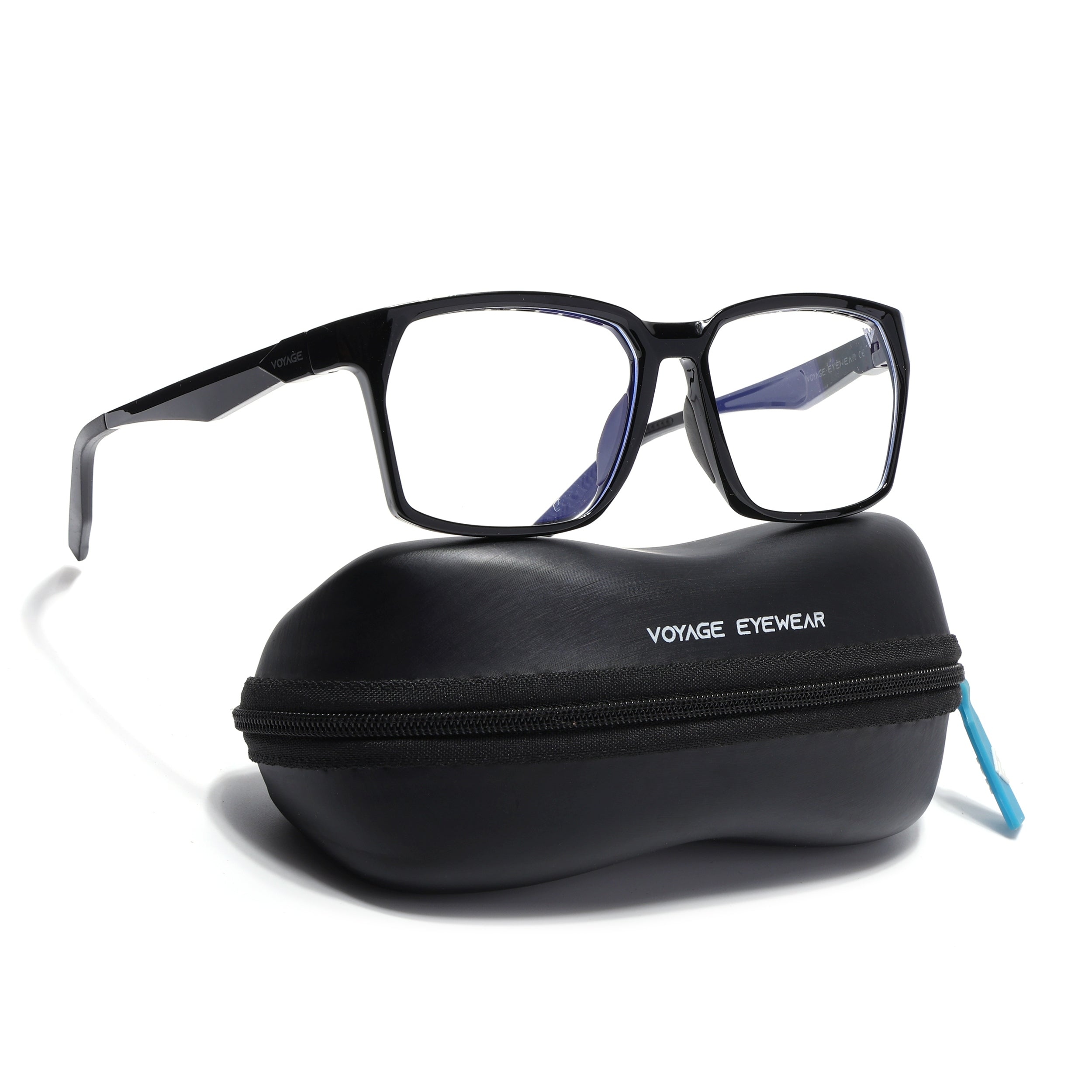 Voyage Techtonic Shine Black & Grey Wayfarer Eyeglasses for Men & Women (58694MG5291-C2)