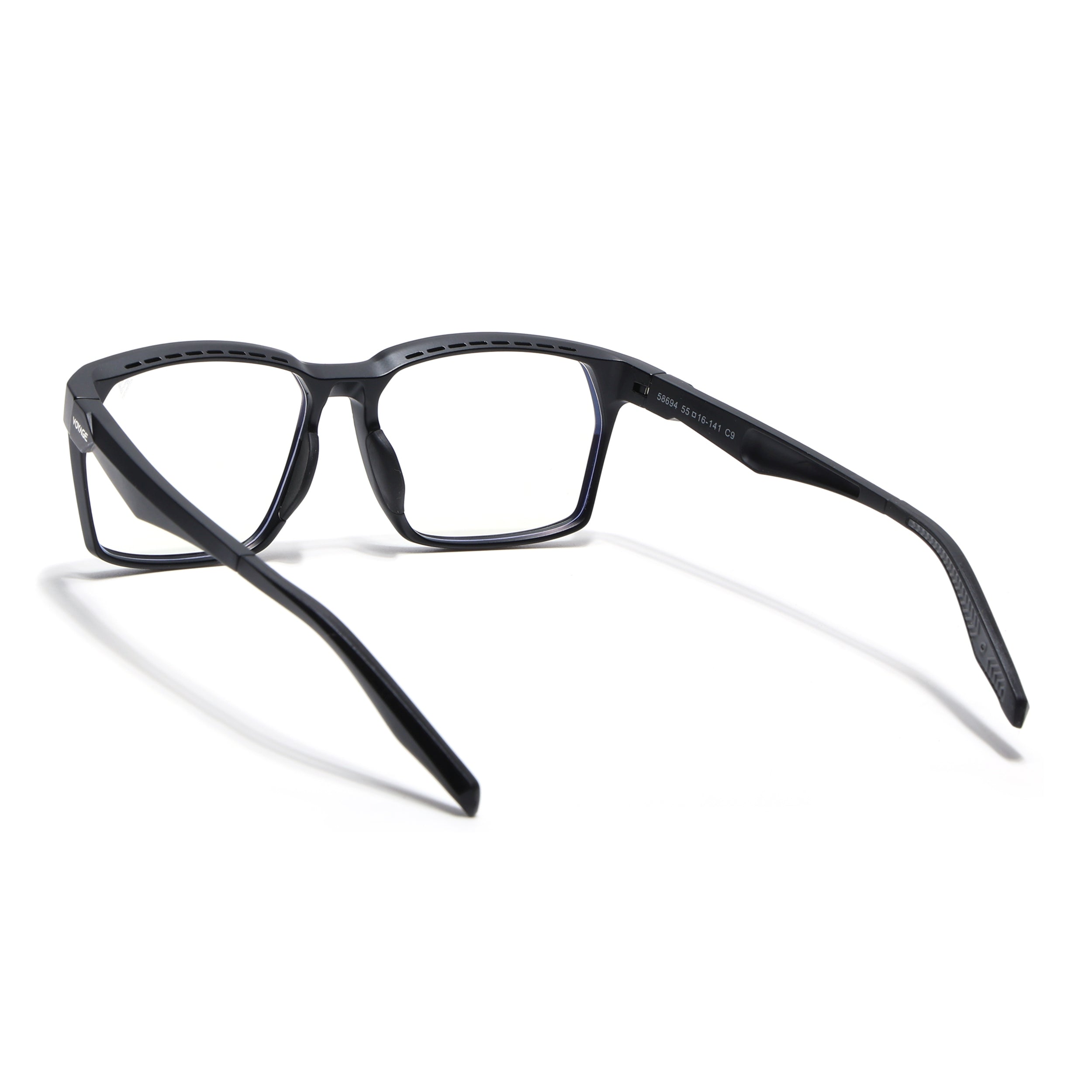 Voyage Techtonic Matt Black & Grey Wayfarer Eyeglasses for Men & Women (58694MG5292-C3)