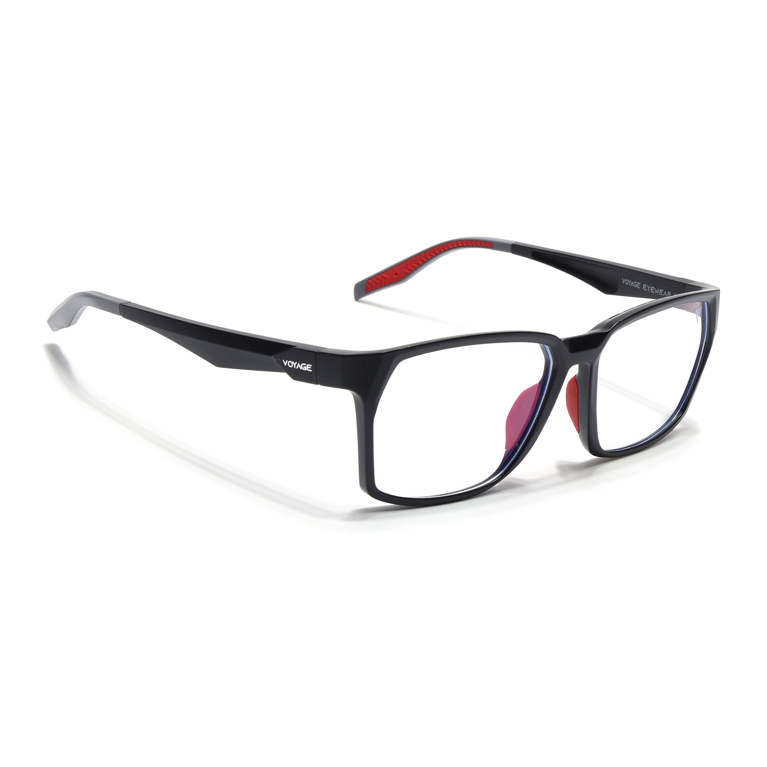 Voyage Techtonic Matt Black & Red Wayfarer Eyeglasses for Men & Women (58694MG5293-C4)