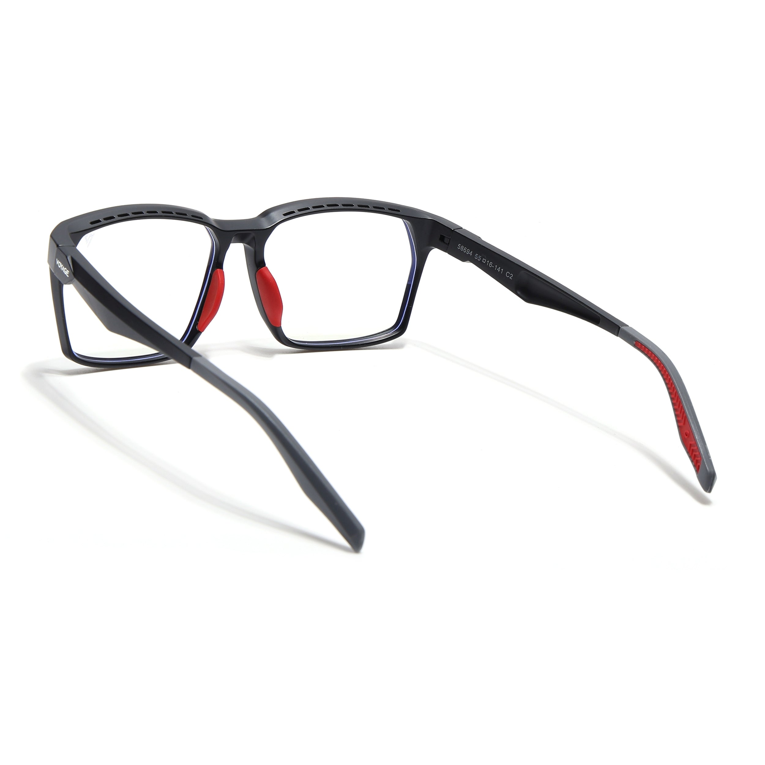 Voyage Techtonic Matt Black & Red Wayfarer Eyeglasses for Men & Women (58694MG5293-C4)