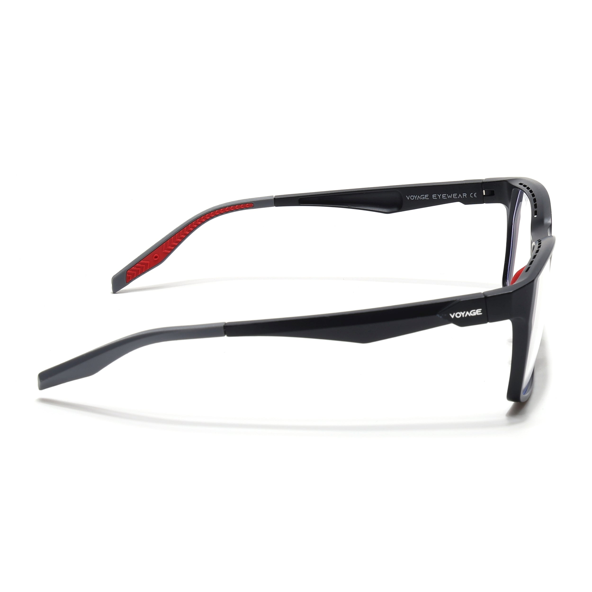 Voyage Techtonic Matt Black & Red Wayfarer Eyeglasses for Men & Women (58694MG5293-C4)