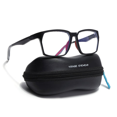 Voyage Techtonic Matt Black & Red Wayfarer Eyeglasses for Men & Women (58694MG5293-C4)