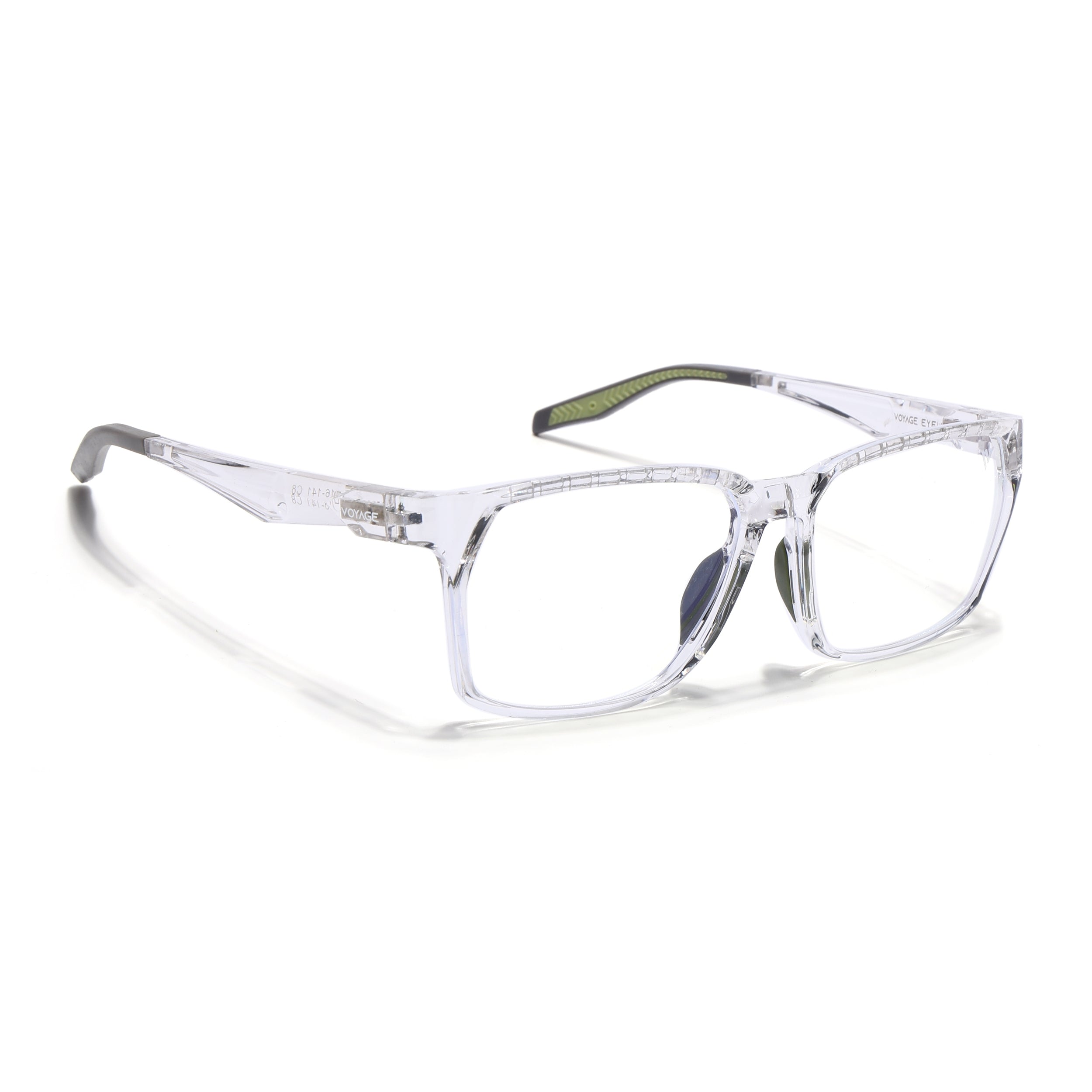 Voyage Techtonic Transparent & Green Wayfarer Eyeglasses for Men & Women (58694MG5298-C9)