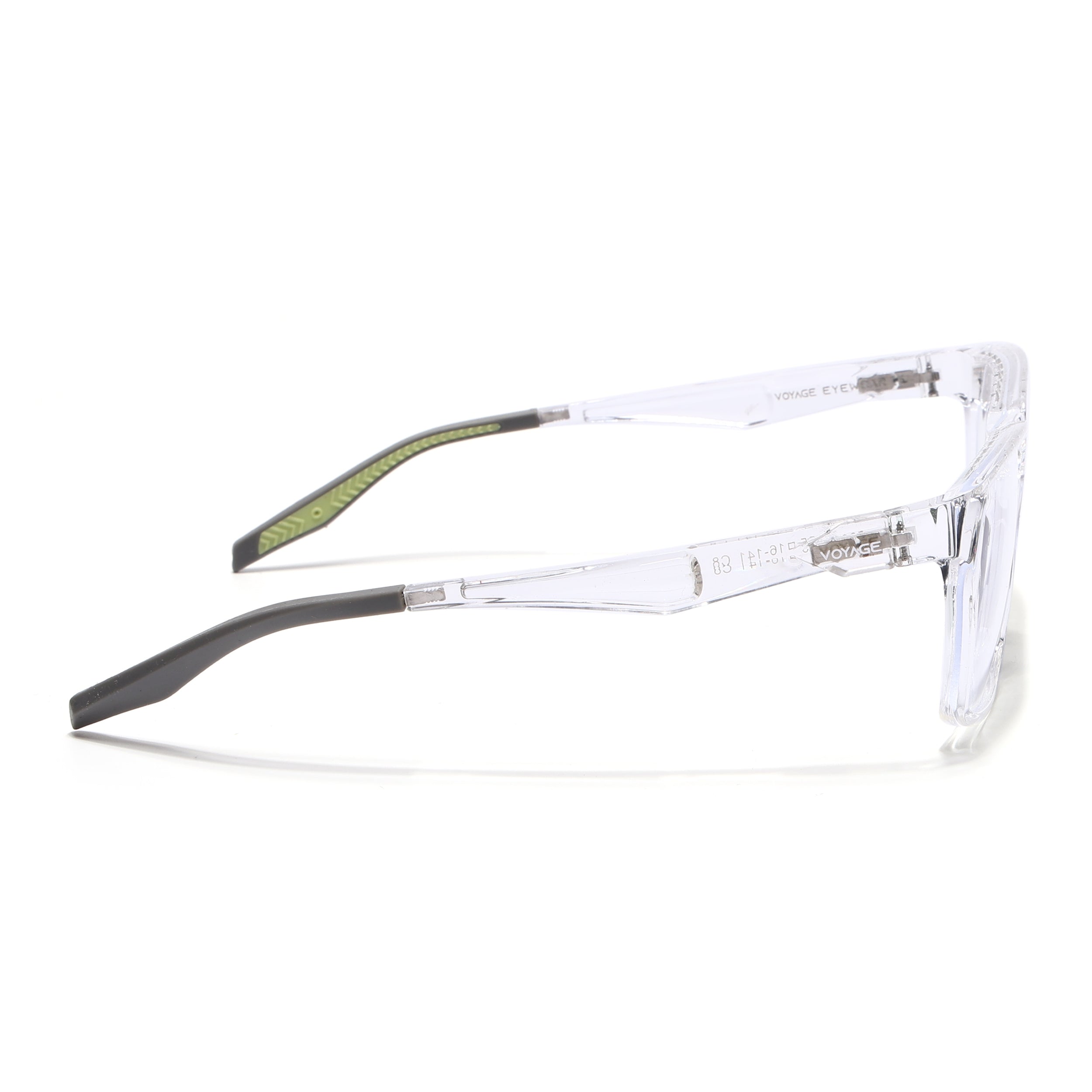 Voyage Techtonic Transparent & Green Wayfarer Eyeglasses for Men & Women (58694MG5298-C9)