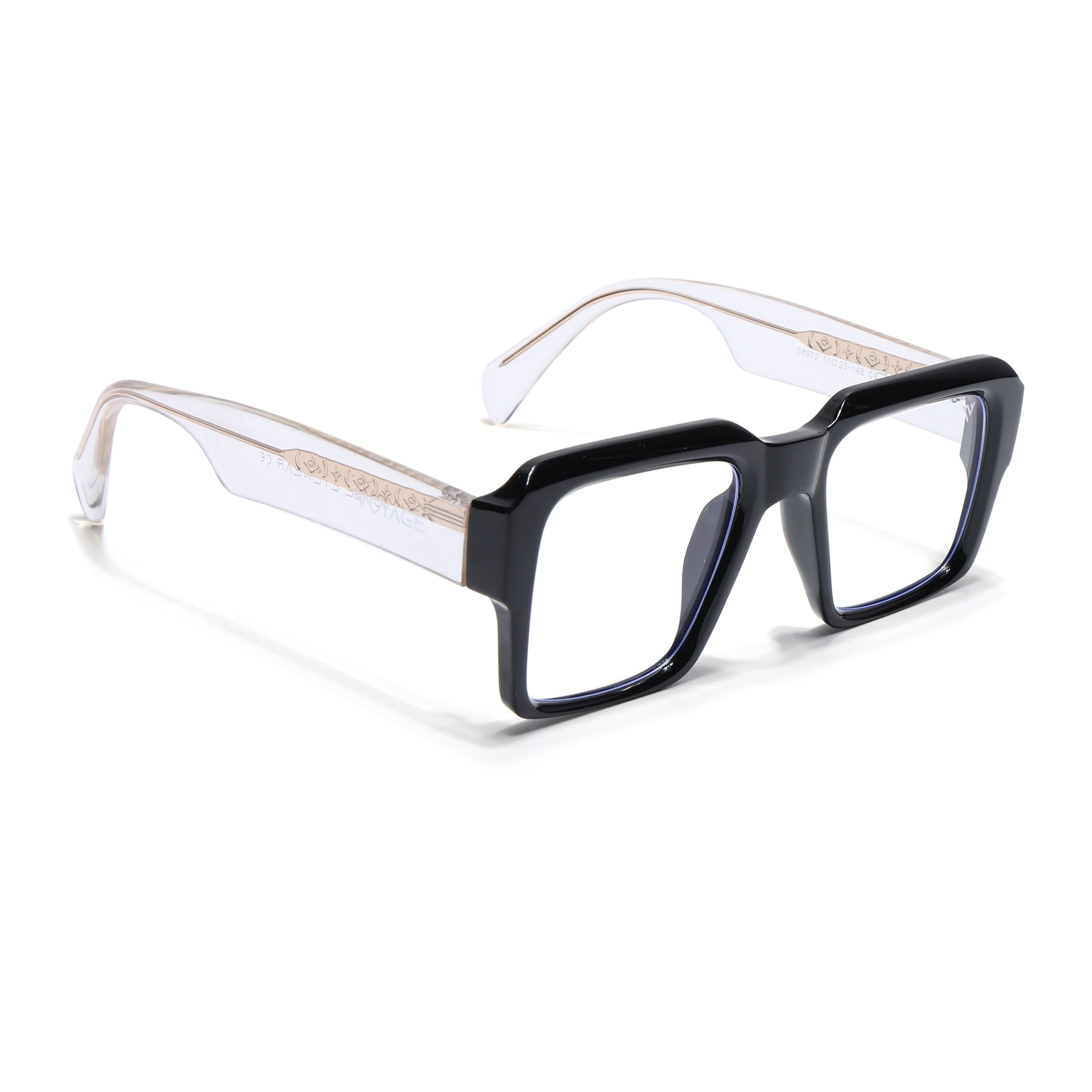 Voyage Goat Shine Black Wayfarer Eyeglasses for Men & Women (58972MG4756-C1)