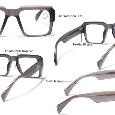 Voyage Goat Grey Wayfarer Eyeglasses for Men & Women (58972MG4759-C4)