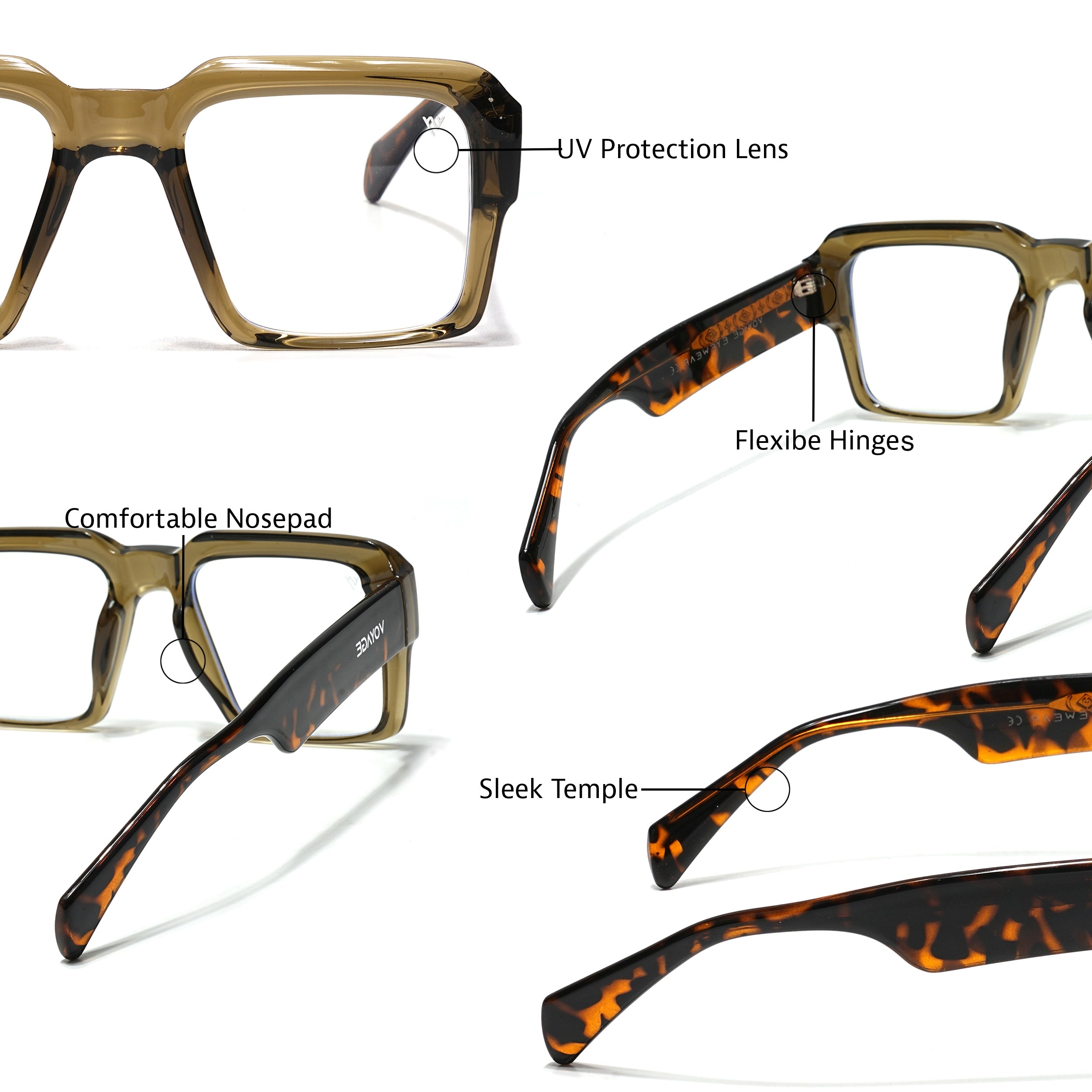 Voyage Goat Transparent Green Wayfarer Eyeglasses for Men & Women (58972MG4760-C5)