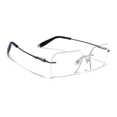 Rimless Sunglasses (Clear Lens Golden & Black Frame FMG9267)
