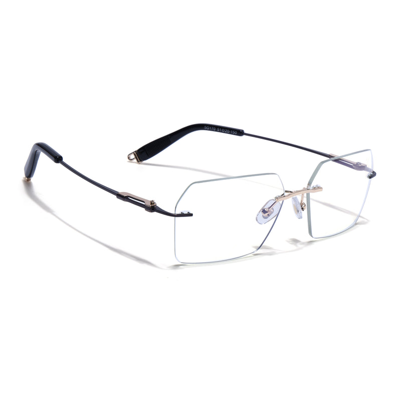 Rimless Sunglasses (Clear Lens Golden & Black Frame FMG9267)