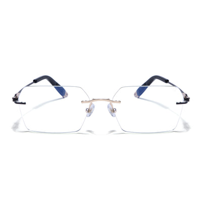 Rimless Sunglasses (Clear Lens Golden & Black Frame FMG9267)