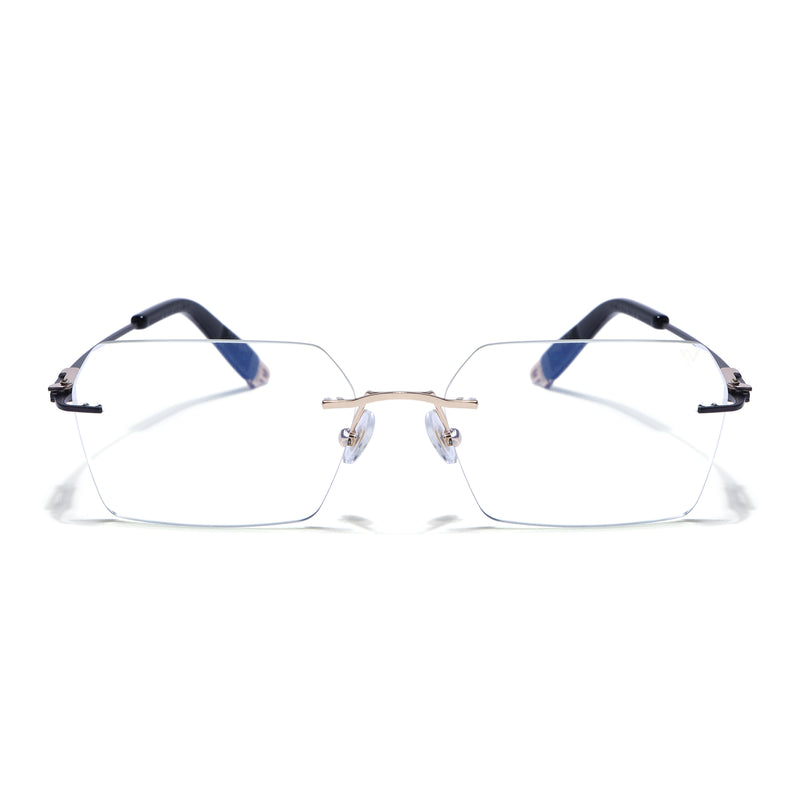Rimless Sunglasses (Clear Lens Golden & Black Frame FMG9267)