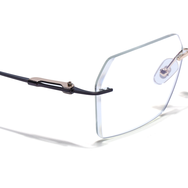 Rimless Sunglasses (Clear Lens Golden & Black Frame FMG9267)