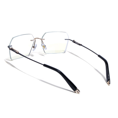 Rimless Sunglasses (Clear Lens Golden & Black Frame FMG9267)